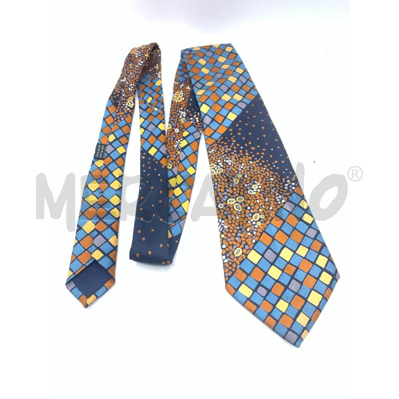 CRAVATTA YVES SAINT LAURENT BLU ROMBI MARRONE CERULEO | Mercatino dell'Usato Roma re di roma 1