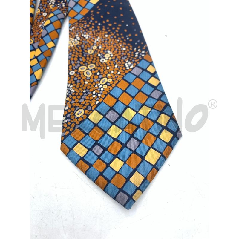 CRAVATTA YVES SAINT LAURENT BLU ROMBI MARRONE CERULEO | Mercatino dell'Usato Roma re di roma 2