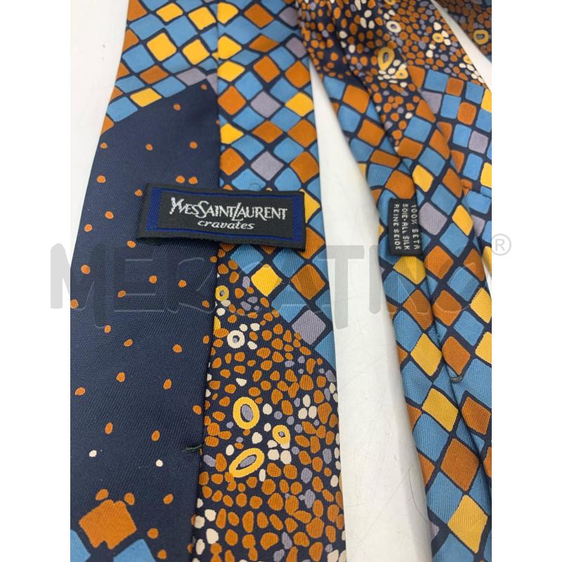 CRAVATTA YVES SAINT LAURENT BLU ROMBI MARRONE CERULEO | Mercatino dell'Usato Roma re di roma 3