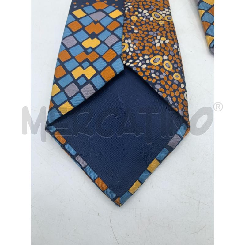 CRAVATTA YVES SAINT LAURENT BLU ROMBI MARRONE CERULEO | Mercatino dell'Usato Roma re di roma 4