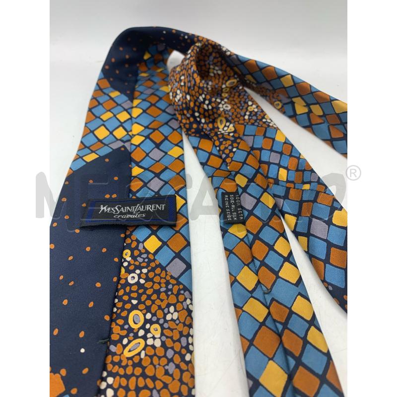 CRAVATTA YVES SAINT LAURENT BLU ROMBI MARRONE CERULEO | Mercatino dell'Usato Roma re di roma 5
