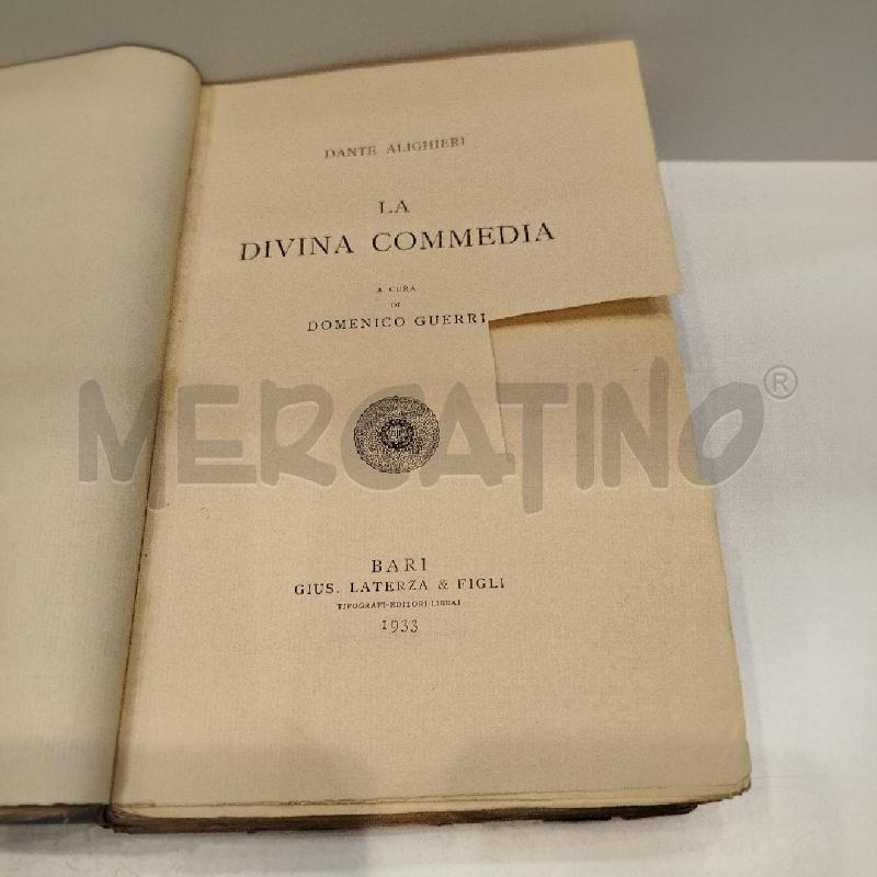 DANTE ALIGHIERI LA DIVINA COMMEDIA 1933 LATERZA | Mercatino dell'Usato Roma re di roma 3