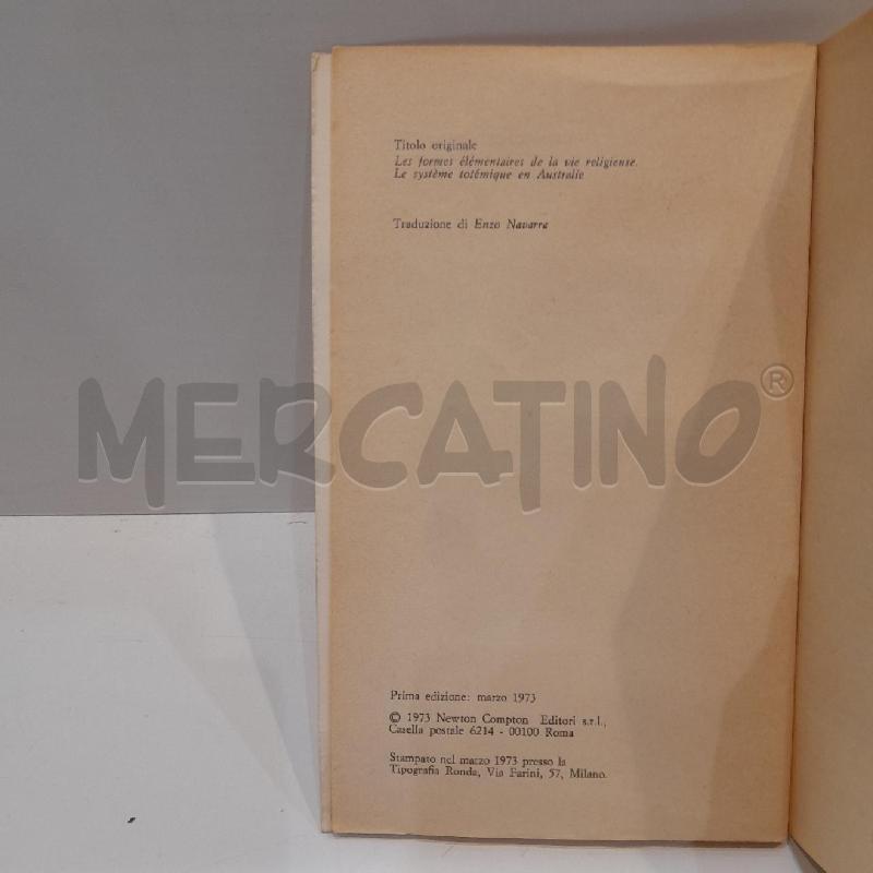EMILE DURKHEIM LE FORME ELEMENTARI DELLA VITA RELIGIOSA 1973 NEWTON COMPTON | Mercatino dell'Usato Roma re di roma 5