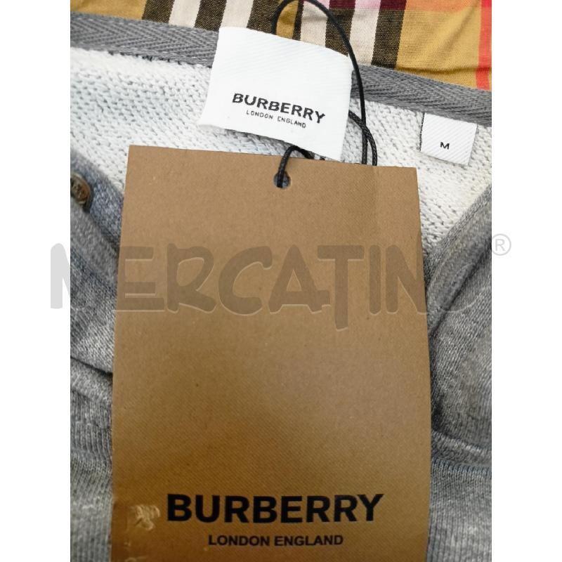 FELPA UOMO BURBERRU GRIGIA CAPPUCCIO BANDA COLOR | Mercatino dell'Usato Roma re di roma 5