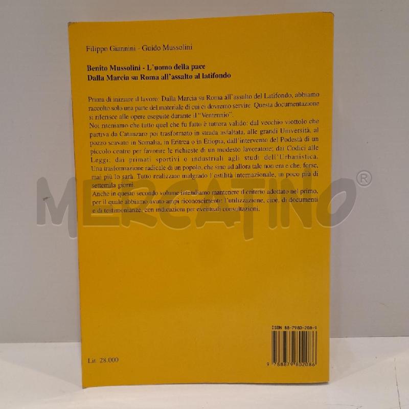 FILIPPO GIANNINI BENITO MUSSOLINI L'UOMO DELLA PACE 1999 | Mercatino dell'Usato Roma re di roma 3