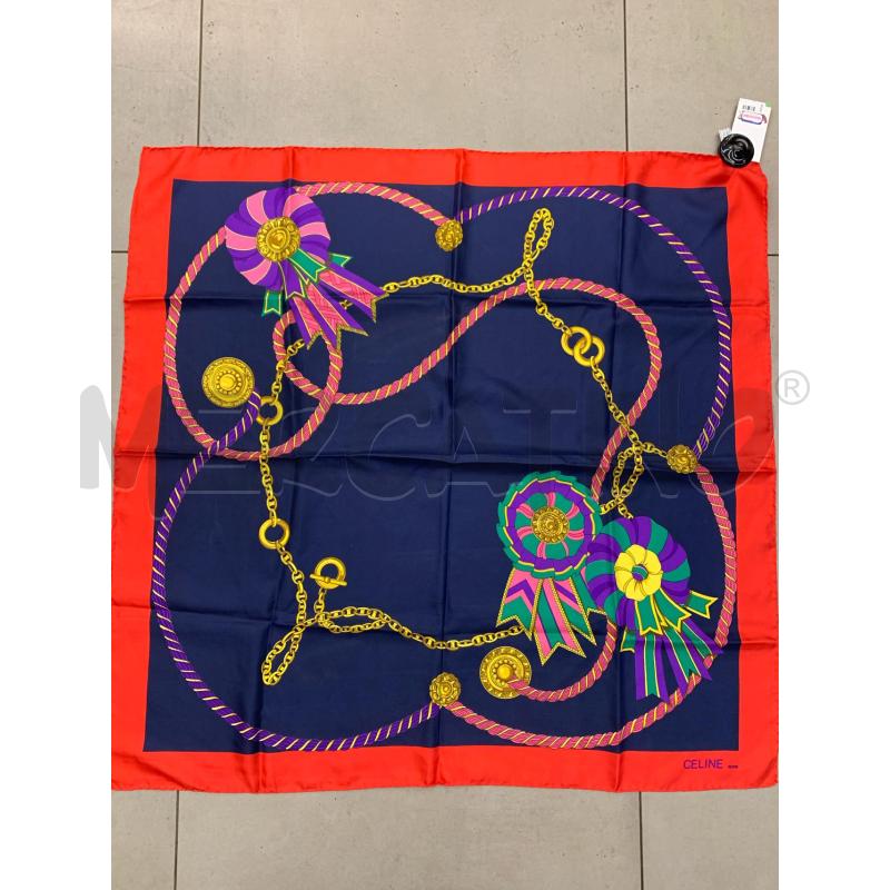 FOULARD CELINE BLU ROSSO FIOCCO VIOLA  | Mercatino dell'Usato Roma re di roma 1