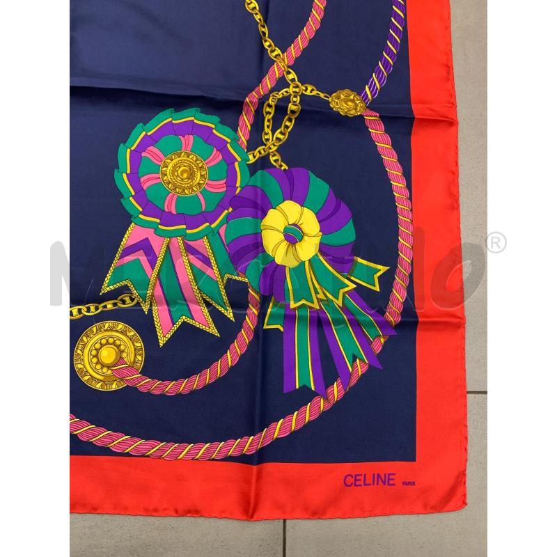 FOULARD CELINE BLU ROSSO FIOCCO VIOLA  | Mercatino dell'Usato Roma re di roma 2