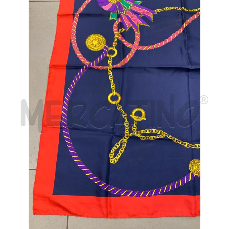 FOULARD CELINE BLU ROSSO FIOCCO VIOLA  | Mercatino dell'Usato Roma re di roma 3