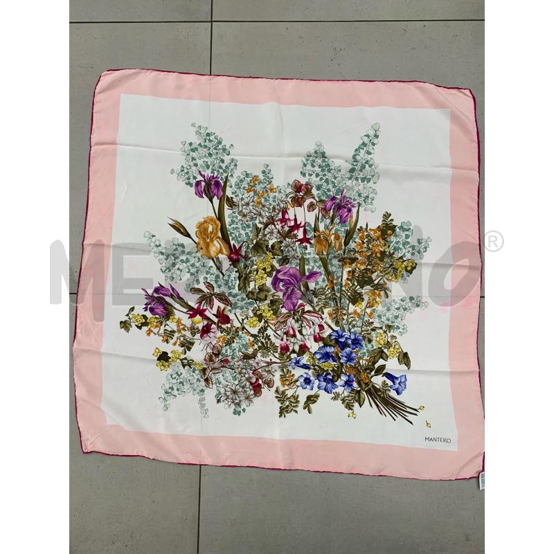 FOULARD MANTERO STAMPA FLOREALE SETA ROSA PANNA  | Mercatino dell'Usato Roma re di roma 1