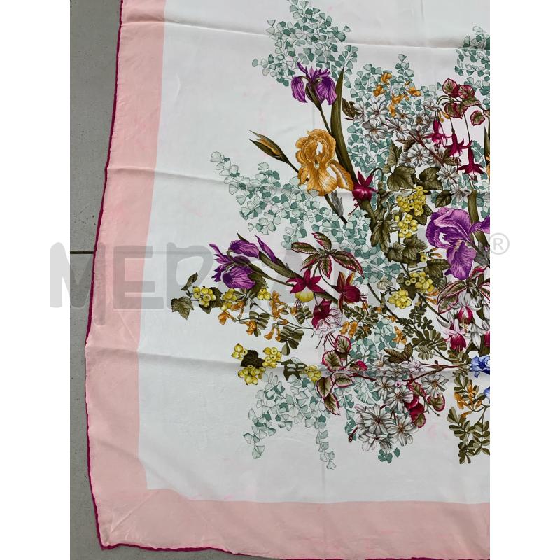 FOULARD MANTERO STAMPA FLOREALE SETA ROSA PANNA  | Mercatino dell'Usato Roma re di roma 2