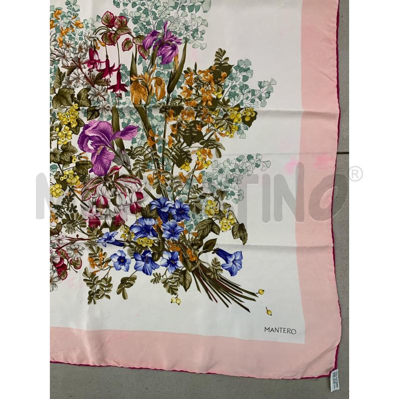 FOULARD MANTERO STAMPA FLOREALE SETA ROSA PANNA  | Mercatino dell'Usato Roma re di roma 5