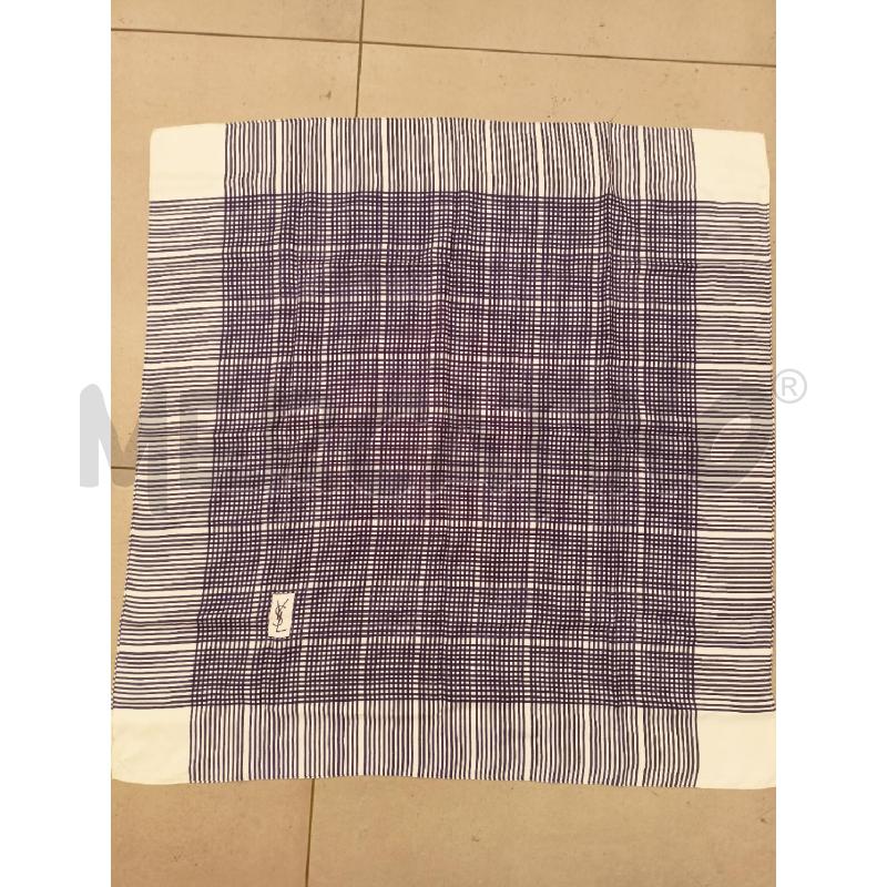FOULARD YVES SAINT LAURENT GHIAGGIO LINEE GEOMETRIE BLU  | Mercatino dell'Usato Roma re di roma 1