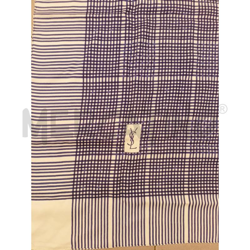 FOULARD YVES SAINT LAURENT GHIAGGIO LINEE GEOMETRIE BLU  | Mercatino dell'Usato Roma re di roma 2