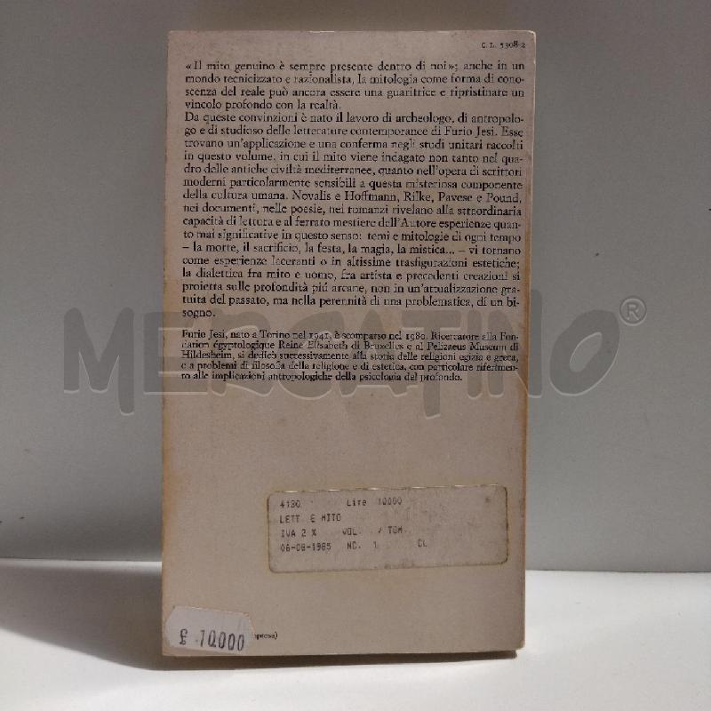 FURIO JESI LETTERATURA E MITO 1983 EINAUDI | Mercatino dell'Usato Roma re di roma 3