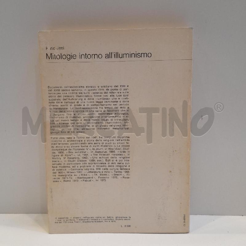 FURIO JESI MITOLOGIE INTORNO ALL'ILLUMINISMO 1972 | Mercatino dell'Usato Roma re di roma 2