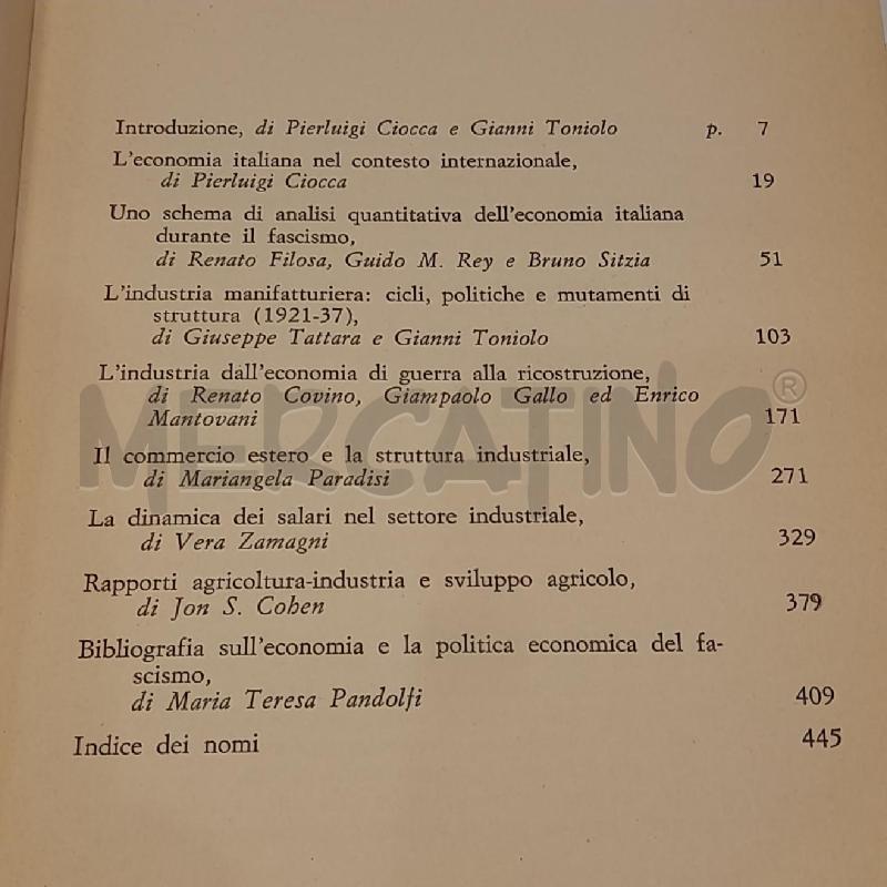 G.TONIOLO L'ECONOMIA ITALIANA NEL PERIODO FASCISTA 1976 | Mercatino dell'Usato Roma re di roma 3