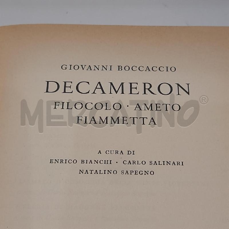 GIOVANNI BOCCACCIO DECAMERON FILOCOLO AMETO FIAMMETTA 1952 RICCIARDI EDITORE | Mercatino dell'Usato Roma re di roma 2