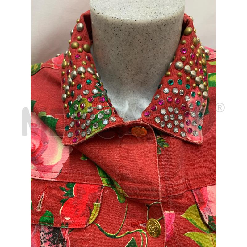 GIUBBINO DONNA BLUMARINE ROSSO FIORI STRASS | Mercatino dell'Usato Roma re di roma 4