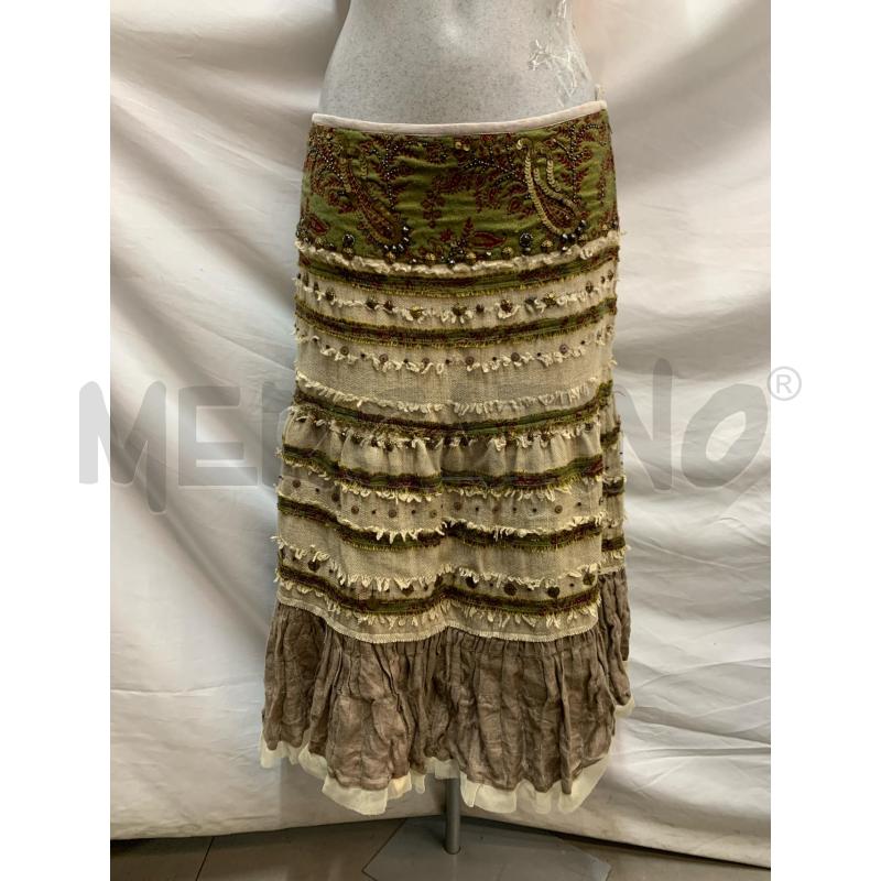 GONNA LUISA SPAGNOLI BEIGE VERDE PAILLETTES ROSS | Mercatino dell'Usato Roma re di roma 1