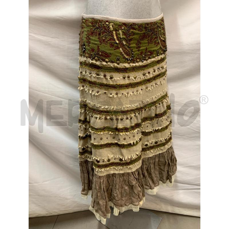 GONNA LUISA SPAGNOLI BEIGE VERDE PAILLETTES ROSS | Mercatino dell'Usato Roma re di roma 2