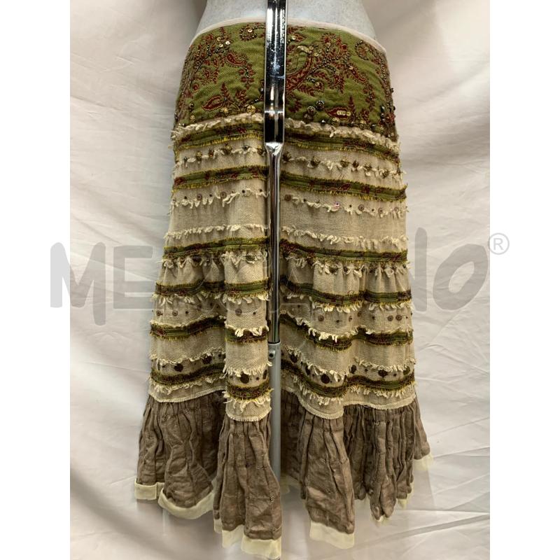 GONNA LUISA SPAGNOLI BEIGE VERDE PAILLETTES ROSS | Mercatino dell'Usato Roma re di roma 3