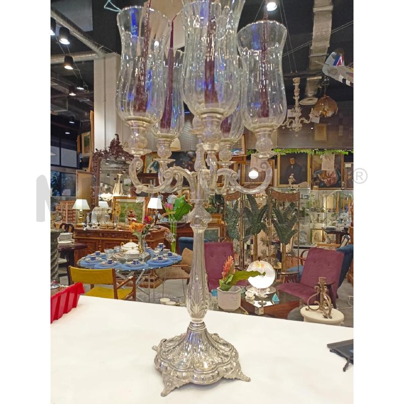 GRANDE CANDELABRO JORDAN SHEFFIELD 6L. PARALUMI VETRO SOFFIATO | Mercatino dell'Usato Roma re di roma 1