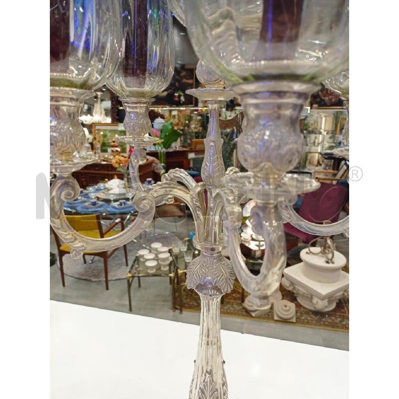 GRANDE CANDELABRO JORDAN SHEFFIELD 6L. PARALUMI VETRO SOFFIATO | Mercatino dell'Usato Roma re di roma 2