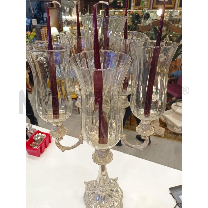 GRANDE CANDELABRO JORDAN SHEFFIELD 6L. PARALUMI VETRO SOFFIATO | Mercatino dell'Usato Roma re di roma 3