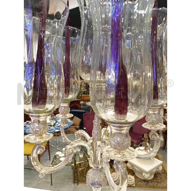 GRANDE CANDELABRO JORDAN SHEFFIELD 6L. PARALUMI VETRO SOFFIATO | Mercatino dell'Usato Roma re di roma 5