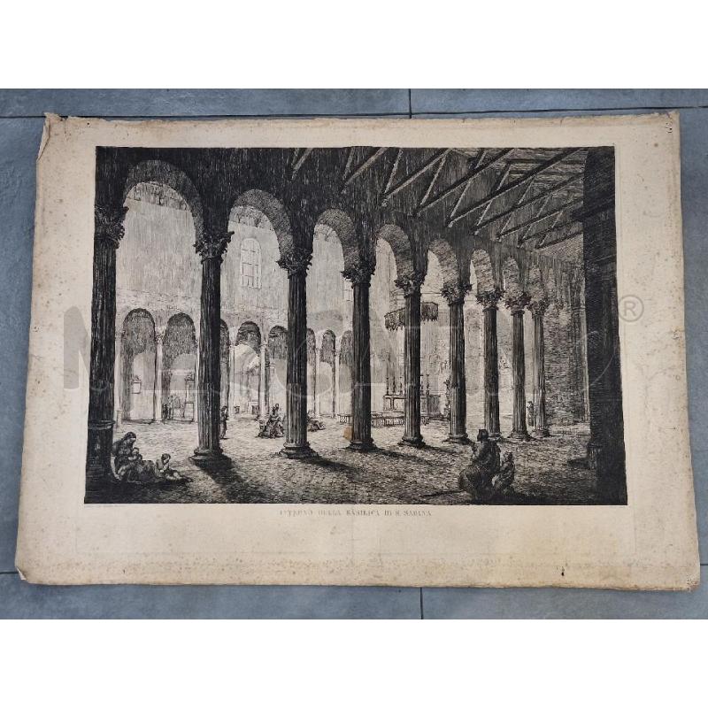 INCISIONE ANTONIO SARTI BASILICA DI S. SABINA ROMA 1826 MISURA 85X62 CM | Mercatino dell'Usato Roma re di roma 1