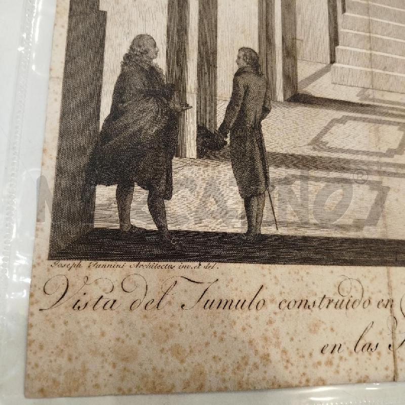 INCISIONE TUMOLO RE CARLO III CHIESA DI SAN GIACOMO DEGLI SPAGNOLI 800 NON DATATA | Mercatino dell'Usato Roma re di roma 2