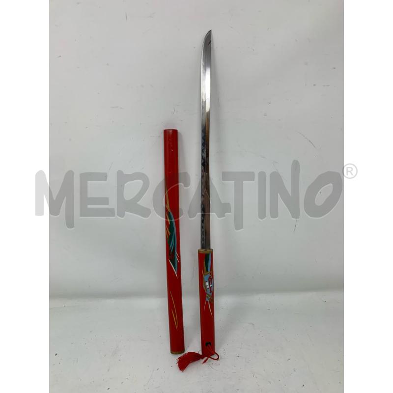 KATANA PICCOLA MANICO ROSSO DISEGNO DRAGO  | Mercatino dell'Usato Roma re di roma 2