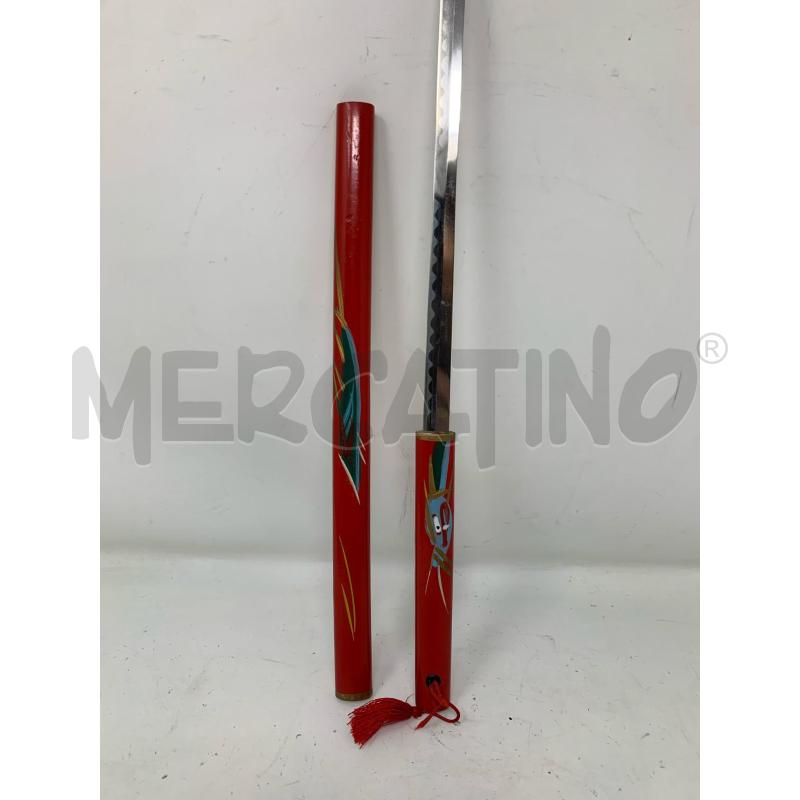 KATANA PICCOLA MANICO ROSSO DISEGNO DRAGO  | Mercatino dell'Usato Roma re di roma 3