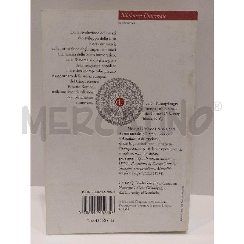 KOENIGSBERGER/MOSSE/BOWLER L'EUROPA DEL CINQUECENTO 1999 LATERZA | Mercatino dell'Usato Roma re di roma 3