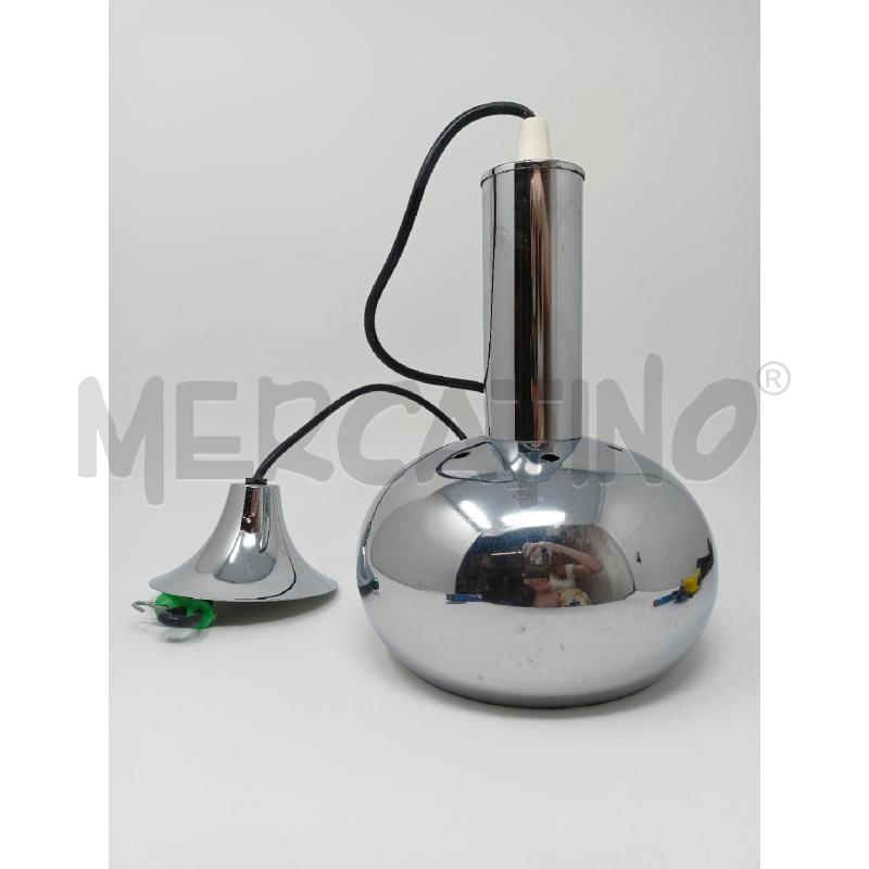 LAMPADARIO 1 LUCE DISCO CROMATO BOMBATO  | Mercatino dell'Usato Roma re di roma 3