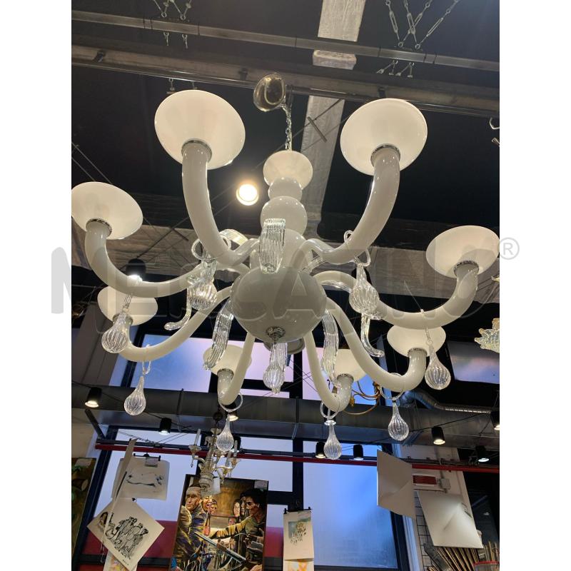 LAMPADARIO 8L. OPALINA BIANCA SFERE  | Mercatino dell'Usato Roma re di roma 2