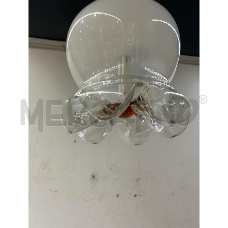 LAMPADARIO MAZZEGA 1 LUCE PLAFONIERA BIANCA CENTRO ARANCIONE  | Mercatino dell'Usato Roma re di roma 2