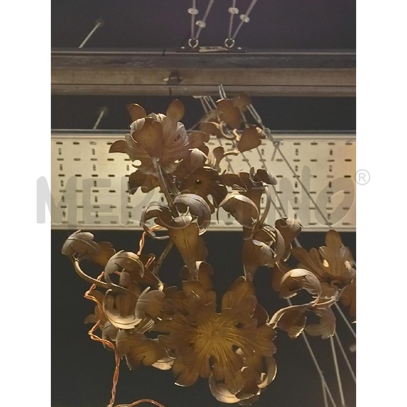 LAMPADARIO METALLO 3 LUCI FOGLIE  | Mercatino dell'Usato Roma re di roma 4