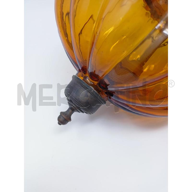 LAMPADARIO VETRO AMBRATO PALLA DEC METALLO  | Mercatino dell'Usato Roma re di roma 4