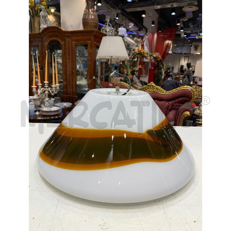 LAMPADARIO VETRO MURANO BIANCO FASICA MARRONE  | Mercatino dell'Usato Roma re di roma 1