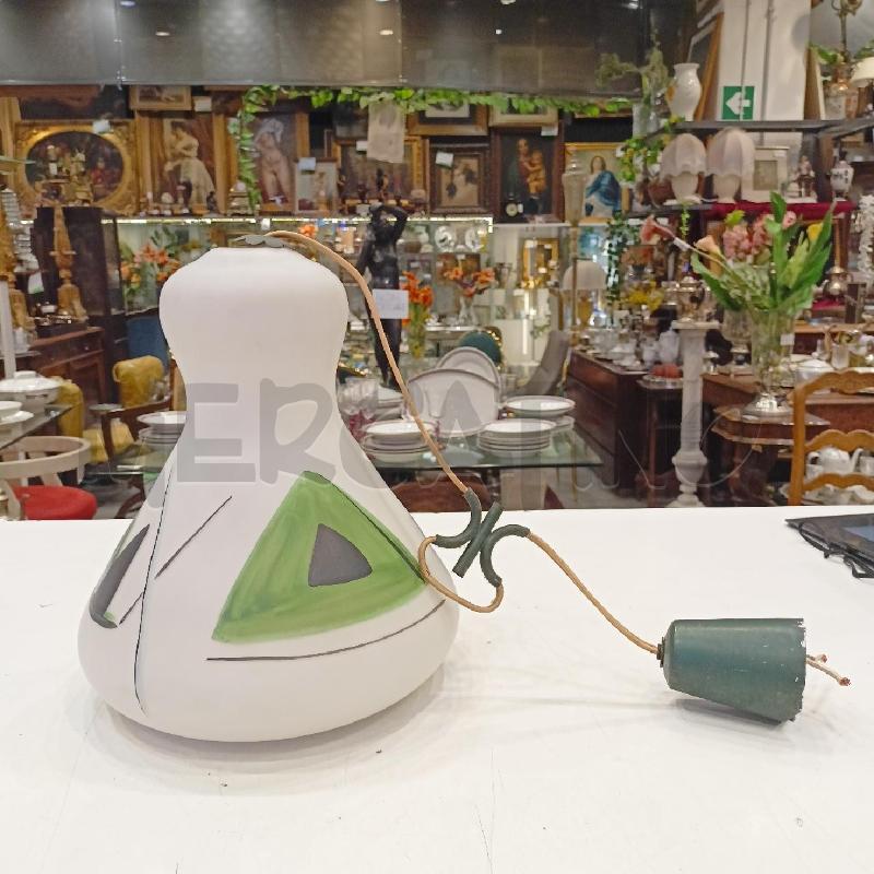 LAMPADARIO VETRO SATINATO INCAMICIATO TRIANGOLI VERDI AZZURRI NERI  | Mercatino dell'Usato Roma re di roma 1