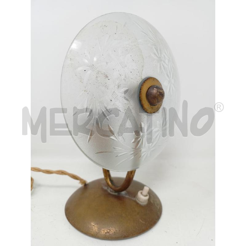 LAMPADA ABAT JOUR '50 OTTONE DISCO VETRO MOLATO FIORI | Mercatino dell'Usato Roma re di roma 1