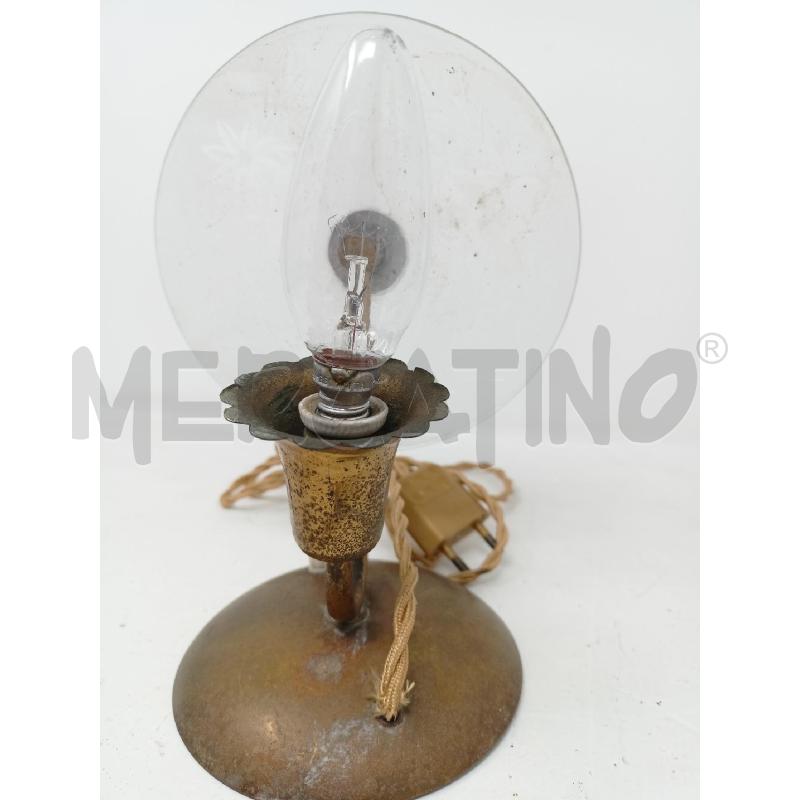 LAMPADA ABAT JOUR '50 OTTONE DISCO VETRO MOLATO FIORI | Mercatino dell'Usato Roma re di roma 3