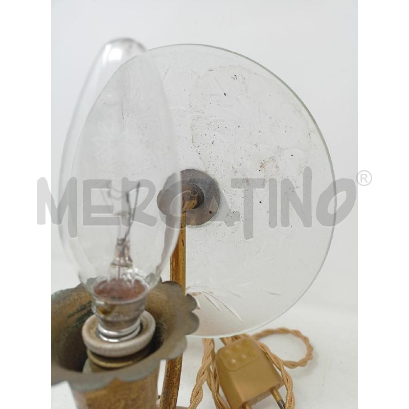 LAMPADA ABAT JOUR '50 OTTONE DISCO VETRO MOLATO FIORI | Mercatino dell'Usato Roma re di roma 4