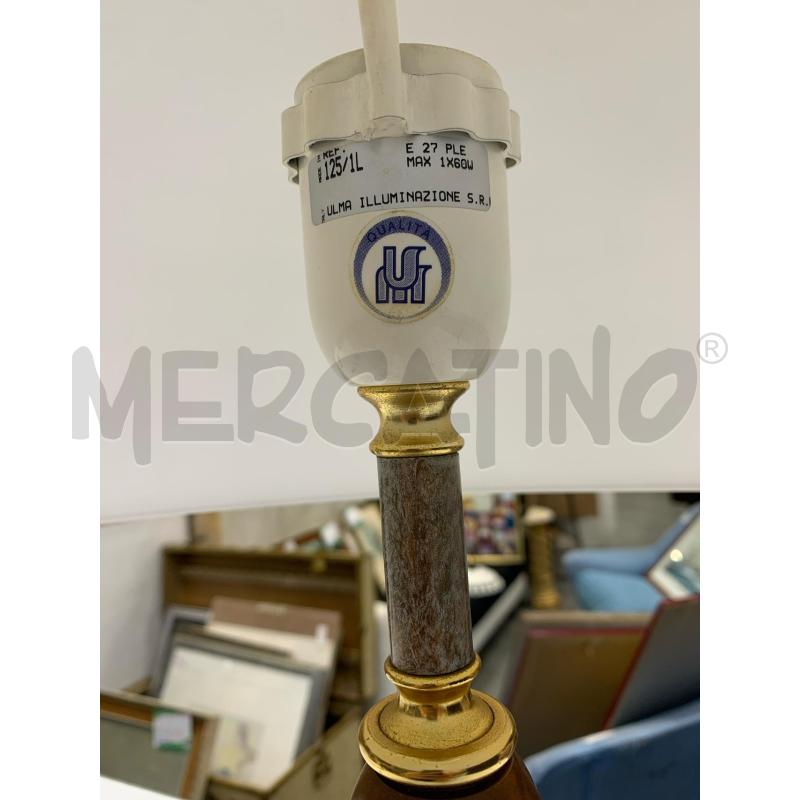 LAMPADA ALTA LEGNO E METALLO DORATO BASE TONDA  | Mercatino dell'Usato Roma re di roma 3