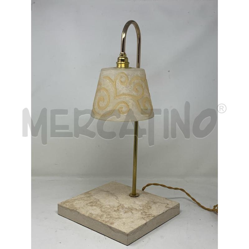 LAMPADA BASE BASE TRAVERTINO PARALUME VETRO SATINATO BEIGE | Mercatino dell'Usato Roma re di roma 1