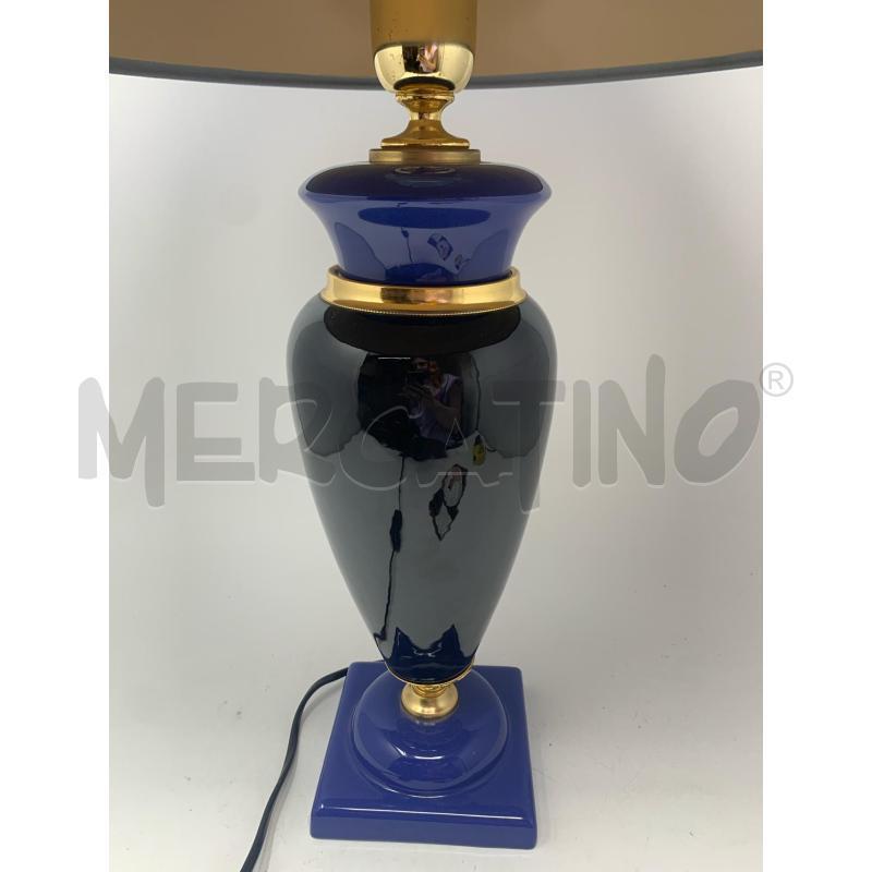 LAMPADA BASE CERAMIC BLU NERA A VASO BORDI OTTONE PARALU M AZZ | Mercatino dell'Usato Roma re di roma 3