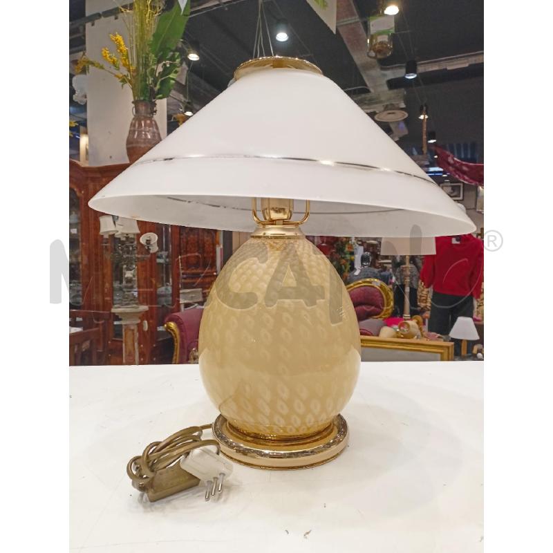 LAMPADA BASE VETRO A MURRINE BEIGE PARALUME CAMPANA VETRO SATINAT | Mercatino dell'Usato Roma re di roma 1