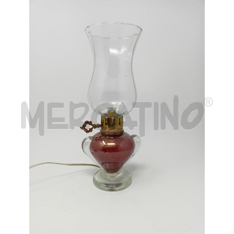 LAMPADA BASE VETRO SOFFIATO '50 ROSSO INSERTI ORO  | Mercatino dell'Usato Roma re di roma 1