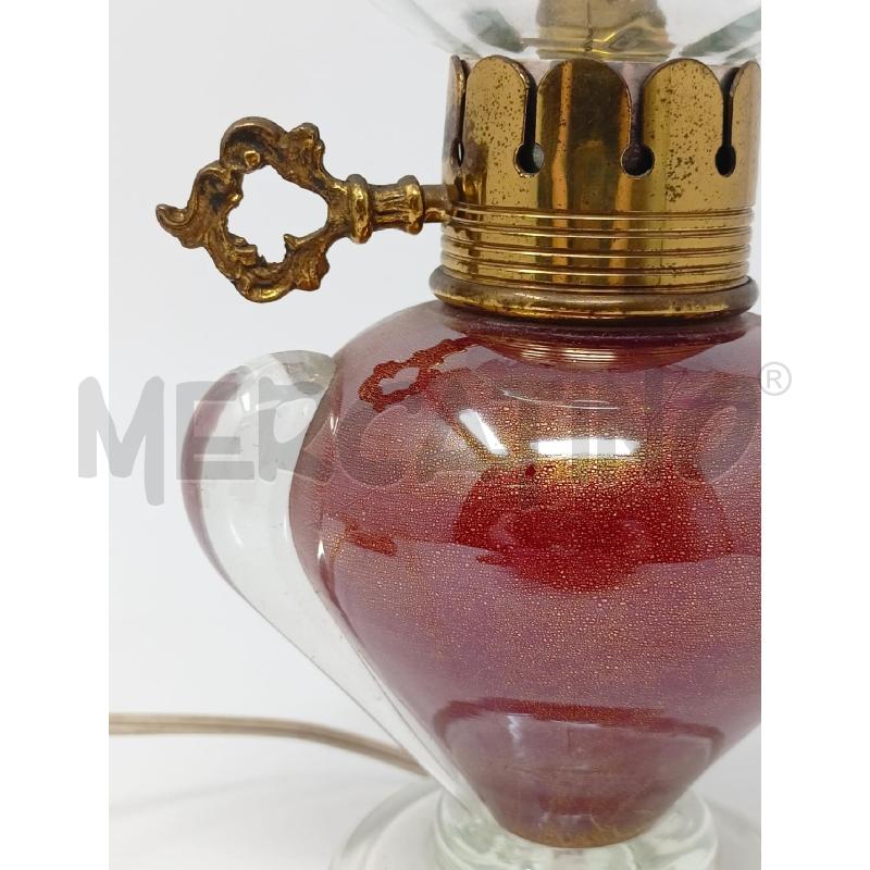 LAMPADA BASE VETRO SOFFIATO '50 ROSSO INSERTI ORO  | Mercatino dell'Usato Roma re di roma 2